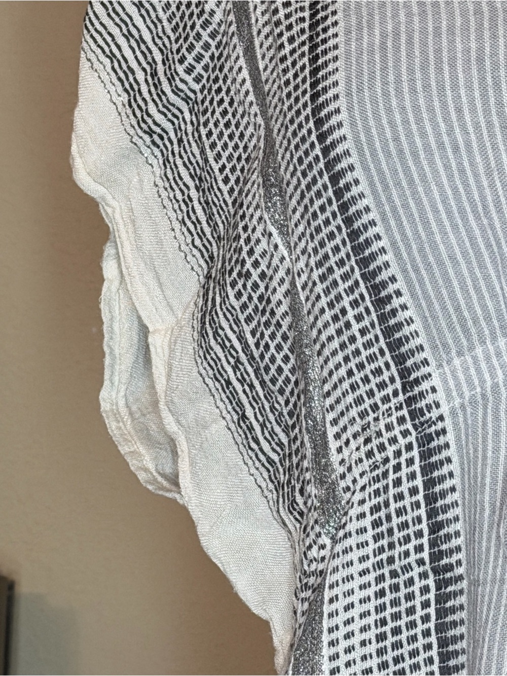 LOFT White and Black Striped Swim Coverup with Tassels - Picture 5 of 8